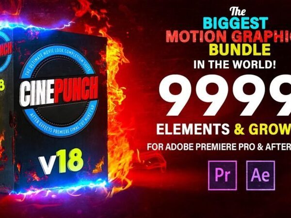 CINEPUNCH BUNDLE v18 – Premiere Transitions I Color Looks I Sound FX I 9999+ Elements